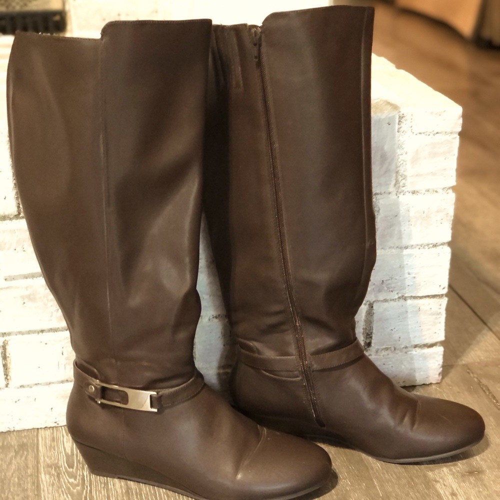 Wide Calf Comfortview Knee Boots - Dark Brown